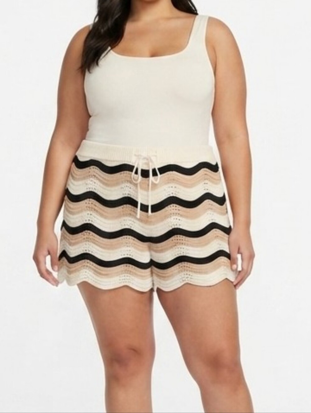 NWT Edited by Hunter McGrady Crocheted Striped Shorts (Cream)